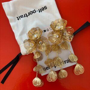 Self Portrait Gold Floral Earrings